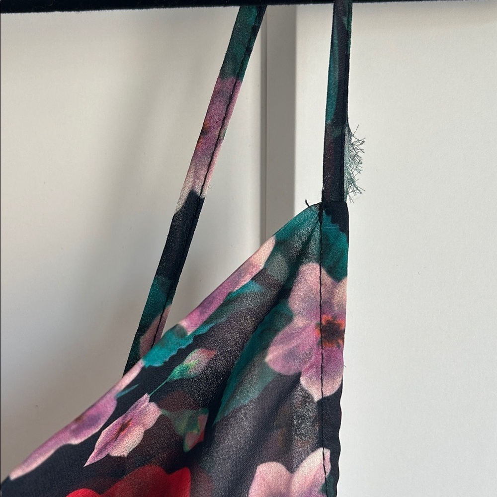 Commense Black and Red Floral Cowl Neck Maxi Dress | M - Picture 5 of 6